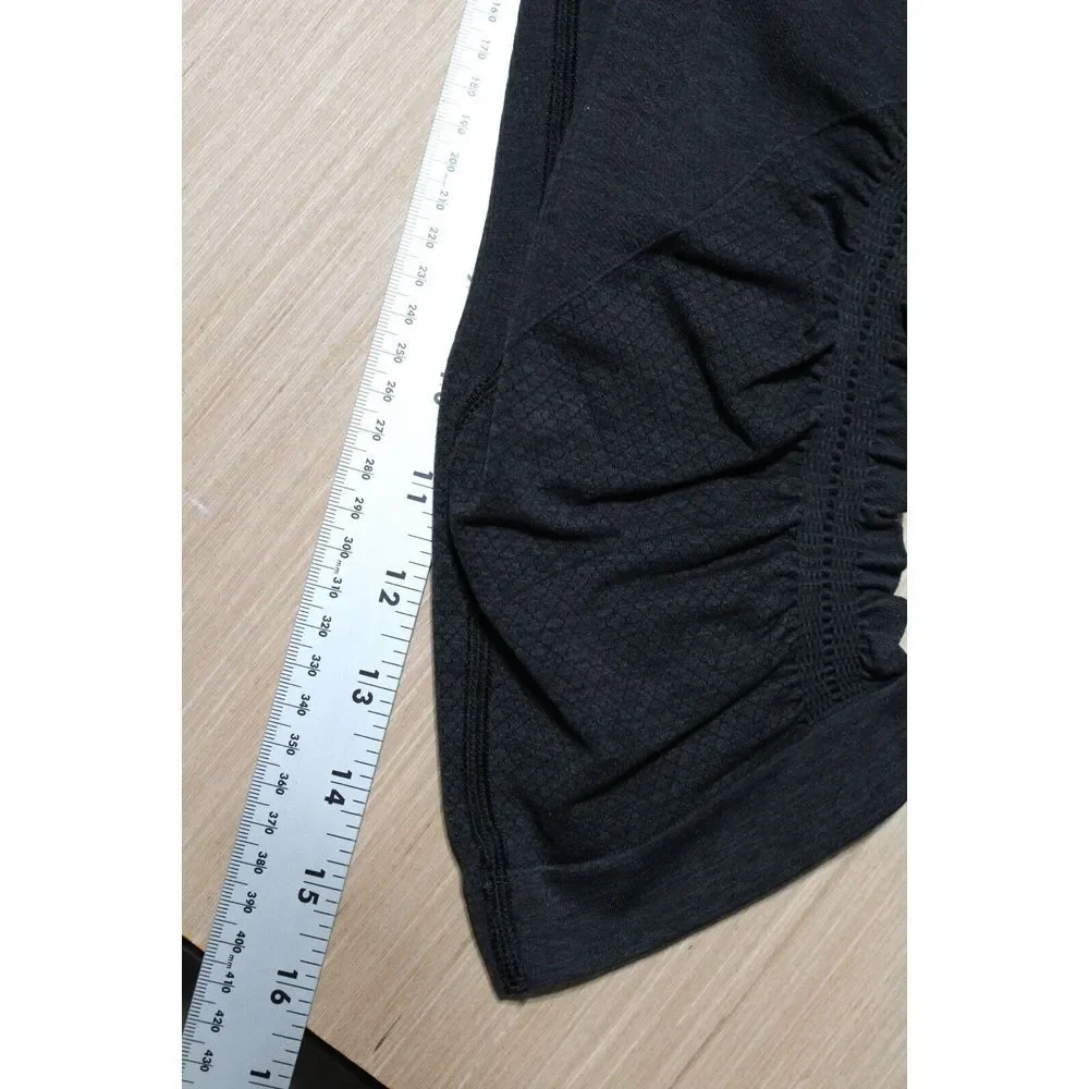 Lululemon Women's 4 In the Flow Cropped Ruched Heathered Black‎ Pants Leggings - Picture 6 of 9